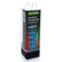 Свердло ступеневе спіральне Apro PRO 4-32 мм сталь HSS/M2 титанове покриття 30412 - мініатюра 3