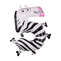 Шар воздушный фольгированный Смешные цифры - 5 (40 см), зебра
