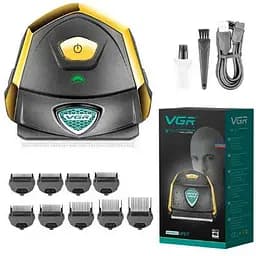 Мужской аккумуляторный триммер VGR V-910 с 9 насадками дисплеем машинка для стрижки IPX7 10 Вт