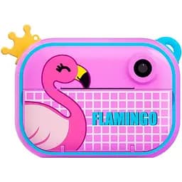 Детский фотоаппарат с печатью Happy Life UR190PBL Фламинго для фото и видео Full HD, розовый