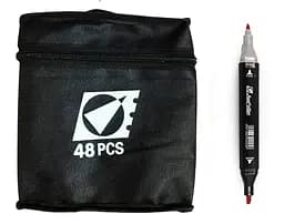 Набор скетчмаркеров двусторонних, 48 шт., 48 цветов, круглый/скошенный наконечник, в сумке