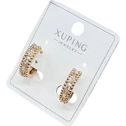 Сережки Xuping з блискучими камінцями гіпоалергенне медичне золото