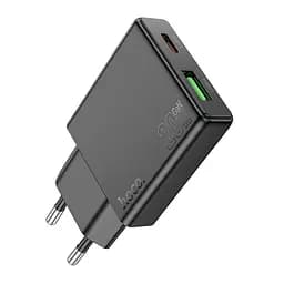 Сетевое зарядное устройство для Hoco N38 Delgado dual port PD20W+QC3.0 charger(EU) Черный