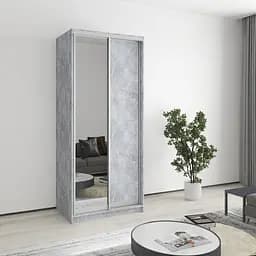 Шафа-купе дводверна MebelStar Стандарт AL ДСП/Дзеркало 90x60x210 см Бетон (MBS-2440)