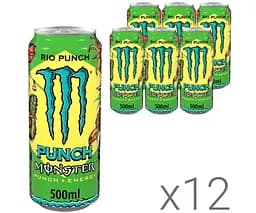 Monster Energy Rio Punch, Упаковка 12 шт. х 0,5 л, Напій енергетичний безалкогольний Ваніль, Папая та Смородина