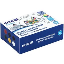 Краски акриловые для ткани Kite Creative 6 цветов 20 мл (K-277)