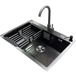 Комплект мийка + змішувач Romzha Arta U-650S Max BL (A)