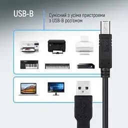Кабель для принтера ColorWay USB 2.0 AM/BM 3.0m black (CW-CBUB073-BK) - мініатюра 10