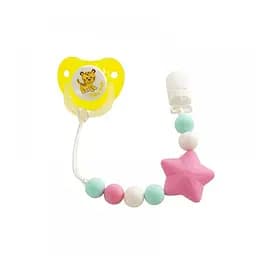 Ланцюжок для пустушки Зірка 3390 силіконовий рожевий