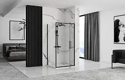 Душова кабіна Rea Rapid Swing 80x80 black REA-K6421 + REA-K6408, Чорний матовий, Універсальна, прозрачний, Чорний матовий - мініатюра 3