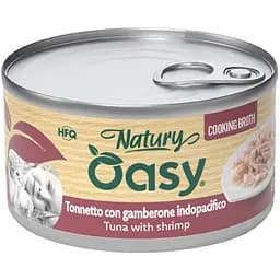 Вологий корм Oasy Cat Wet Natury для дорослих котів тунець з креветками у соусі 85 г
