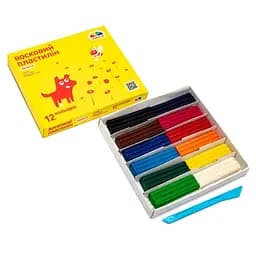 Детский восковой пластилин "Малыши" 100305, 12 цветов 144 г
