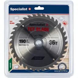 Диск відрізний Specialist+ по дереву 190x36Tx30/20/16 мм (51/1-19036)