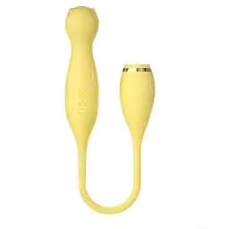 Двосторонній гнучкий вібратор силіконовий акумуляторний Lilo 3в1 для жінок жовтий