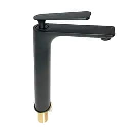 Смеситель для умывальника высокий литой гусак латунный корпус гайка Ø35 черный Frap 1/10 F1052-57 Черный матовый