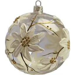 Ялинкова прикраса Санта Шоп Магнолія біла на прозорому склі (4820001112443)