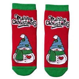 Дитячі Новорічні шкарпетки з індійської бавовни махрові Сніговичок 423011