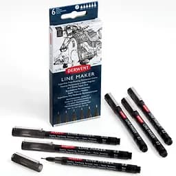 Набір лінерів Line Maker Black 6 шт чорні Derwent - мініатюра 3