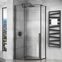 Душова кабіна Rea Diamond 80x80 black mat REA-K6900, Чорний матовий, Універсальна, прозорий - мініатюра 3