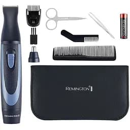 Набір дорожній Remington Travel Kit, для бороди, вусів, носа та вух, насадок-3, чохол, гребінець, пінцет, кусачки, ножиці, сталь, чорно-синій