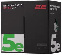 Кабель вита пара CAT 5e U-UTP 305м AWG 24/1 LSZH зелений 2E teh0018336