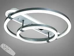 Світлодіодна люстра 2 кільця сіра 88 Вт пульт 15 м²