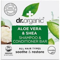 Твердий шампунь та бальзам-кондиціонер з алое віра та маслом ши Dr.Organic 75 гр.