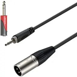 Балансный аудио кабель Roxtone Jack 6.3/Mini-Jack 3.5мм - XLR Male RAC-C425-L3/RPA-N240 3 м