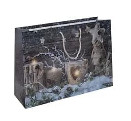 Пакет подарочный "Новогодний" 5053 цветной, большой горизонтальный 36 х 25 х 8,5см Вид 3