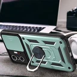 Ударостійкий чохол Camshield Serge Ring Xiaomi 11T / 11T Pro Зелений, TPU+PC, Шторка на камеру - мініатюра 2