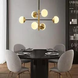 Люстра на 6 плафонів із латунною фурнітурою Line.F YG 8132-6