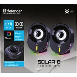 Акустична система 2.0 Defender Solar 8, 10Вт, Bluetooth, RGB підсвітка, USB, чорна - мініатюра 7