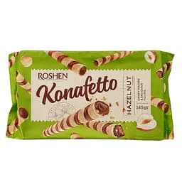 Трубочки вафельные Roshen Konafetto с ореховой начинкой 140 г (859141)