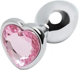Металева анальна пробка I’MCUM Crystal Heart Розмір M з рожевим кристалом (IM-KGS005_M)