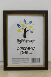 Фоторамка 13х18, коричнева із золотою вставкою, 1511-В84, Скло + Картон