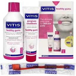 Набор Dentaid Vitis Healthy Gums Зубная паста 100 мл + Ополаскиватель 500 мл + Зубная щетка