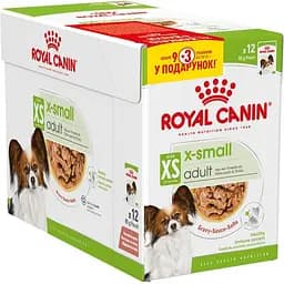 Набір вологий корм для дорослих собак мініатюрних розмірів Royal Canin X-Small Adult шматочки в соусі 1.02 кг (12 шт.  х 85 г)