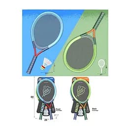 Набір ракеток 9936 A, 2 ракетки, пластиковий корпус, текстильна сітка, 2 волана, на аркуші (6985232300712)
