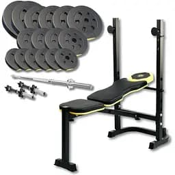 Набор Besport PowerPro 68кг с прямым грифом и скамьей WB-003