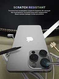 Захисне скло для камери Apple iPhone 15 Pro/15 Pro Max, Supreme BI, сріблястий колір, з рамкою, глянцеве скло для захисту лінз, протиударне, прозоре, з клейовим шаром по контуру, не впливає на якість фото, ArmorStandart (ARM76592) - мініатюра 5