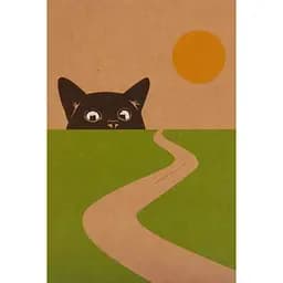 Еко-блокнот Kiri sketch "Кіт і дорога" в крапку на пружині