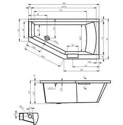 Ванна акрилова Rho Geta 160x90 BA8600500000000 права - мініатюра 2