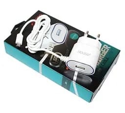 Мережевий зарядний пристрій Aspor A802 Plus білий, 1xUSB, 2.4A, кабель MicroUSB, LED-підсвічування