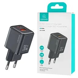 Мережевий зарядний пристрій Usams 30W Quick Charge 3.0 з швидкісною зарядкою (EU-вилка) Чорний (6958444904955) - мініатюра 2