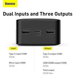 Зовнішній акумулятор (Power Bank) Baseus Bipow Digital Display Powerbank 15W 30000 mAh Black (PPDML-K01) - мініатюра 5