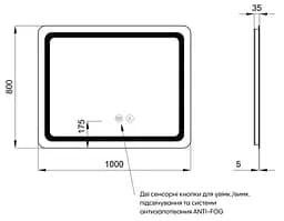 Дзеркало Qtap Mideya (DC-F910) 1000х800 QT2078F910W - мініатюра 7