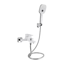 Смеситель для ванны Qtap Gemini (c душевым гарнитуром) QTGEM259CRW45683 Chrome/White Белый