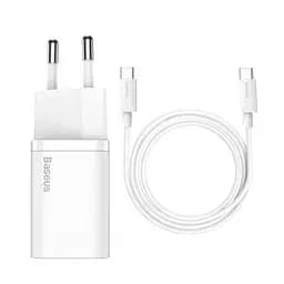 Мережевий зарядний пристрій Baseus Super Si 1Type-C + Cable Type-C to Type-C 1m 25W TZCCSUP-L02 White