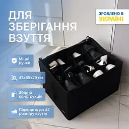 Органайзер-коробка ORGANIZE  для взуття на 8 пар до 44 розміру 43*35*29 см (чорний)