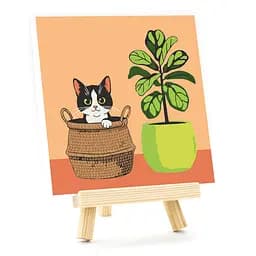 Картина за номерами, Кошеня у вазоні , 15х15см, з мольбертом, ROSA START
